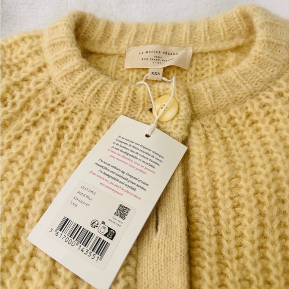 Sezane Emile cardigan butter yellow xxs with free tote bag/ NWT - Picture 6 of 13